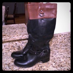 Size 9 Tall black & brown zipper up boots!